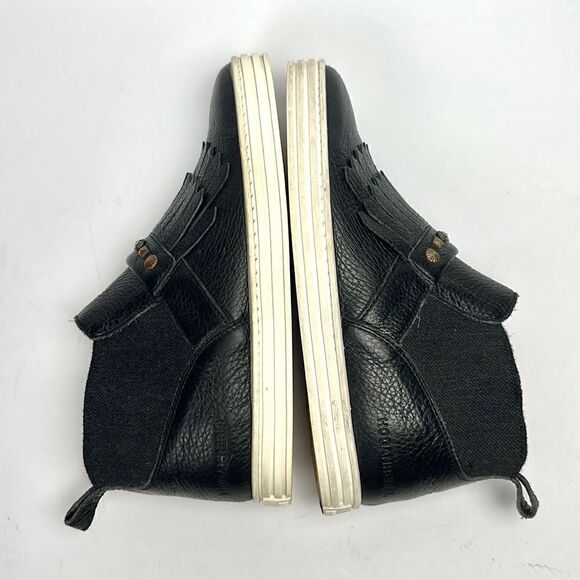 Hogan Black Leather Ankle Sneaker Boots Slip-on Studded with Fringes 37,5 US 7,5 - Picture 9 of 16